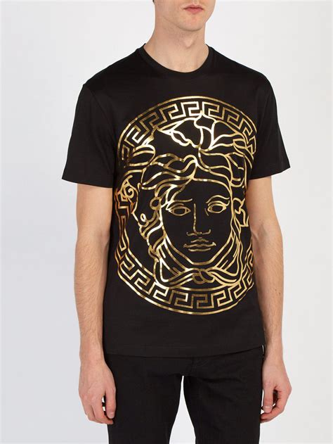 gold versace t shirt|Versace collection men shirt black.